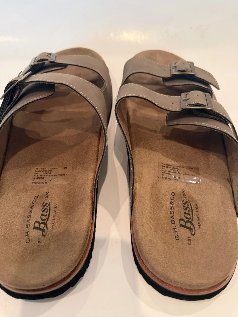 NWT Bass Asher Mocha Double-Buckle Slide Sandals Size 13